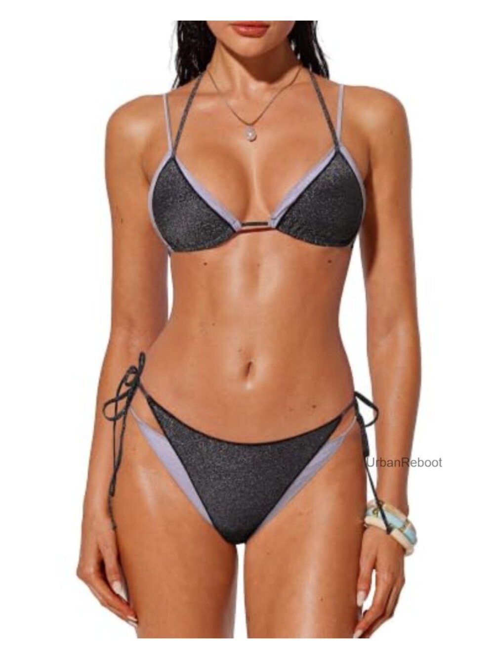 Women's Halter Triangle Bikini Set High Waist Cheeky Swimwear